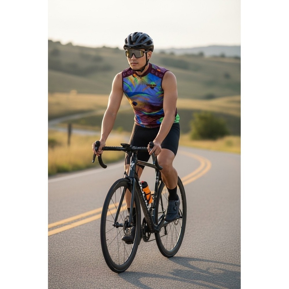 Pearl Izumi Cycling Jersey Vest Mens L Multicolor Abstract Full Zip sleeveless